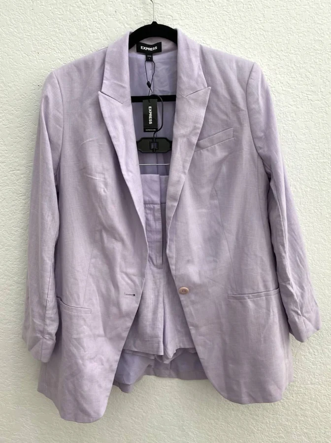 matching set Express Women’s Lavender Linen Blend Blazer And Shorts Suit Set Size L eBay $69.99