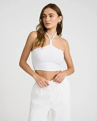 crop top Express Women's Fitted Ribbed Halter Crop Top Express $8.4