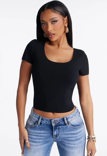 top Fashion Nova Double Lined Short Sleeve Bodysuit Fashion Nova $6