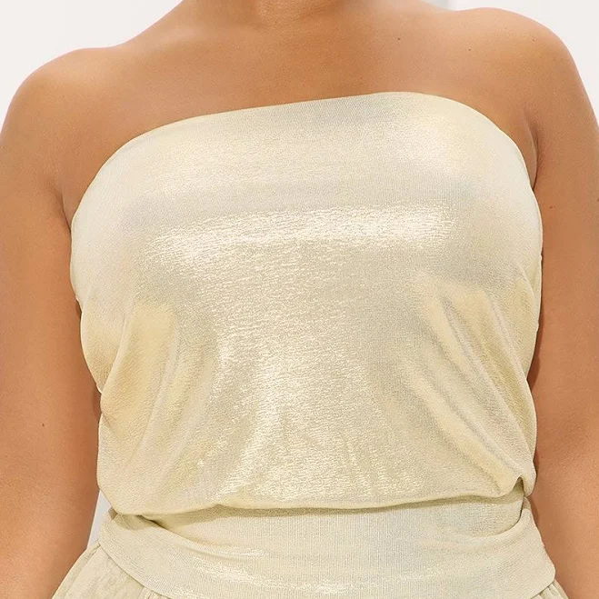 tube top Fashion Nova Metallic Strapless Cropped Tube Top Fashion Nova $10.99