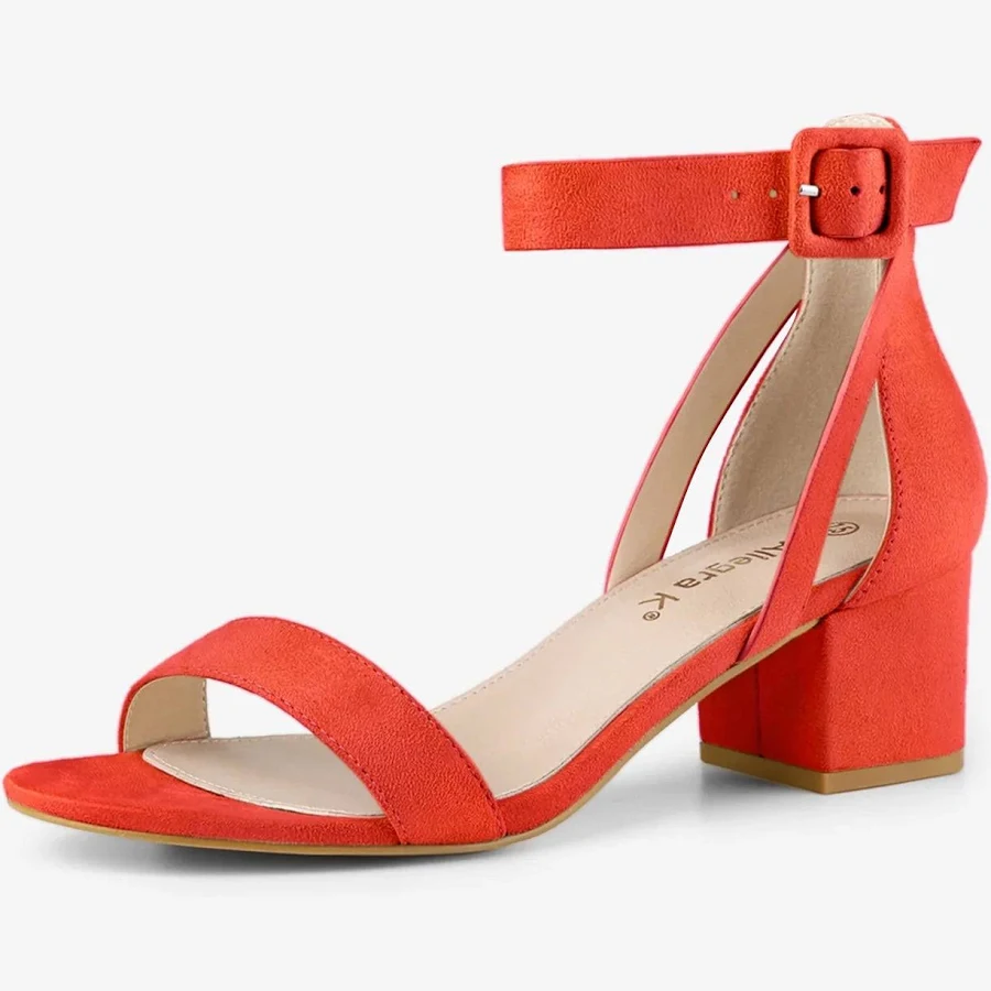 shoes Faux Suede Ankle Strap Block Low Heel Sandals Allegra K $49.99