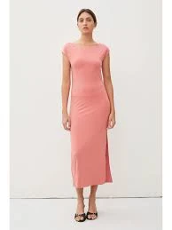 dress FINAL SALE Coral Boat Neck Cap Sleeve Slit Midi Dress Fenwick Float-Ors $31.5