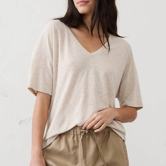 top Flax Women's Linen-Blend V-Neck Shirt Banana Republic Factory $20