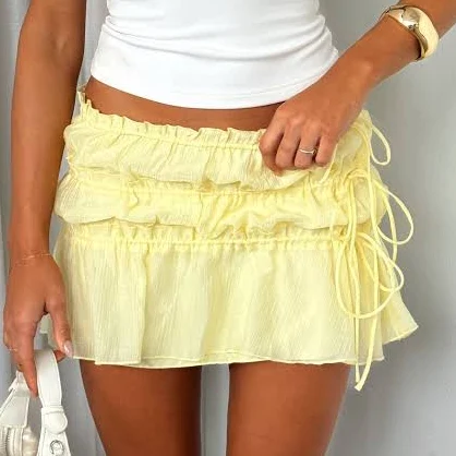 skirt Free Falling Tiered Mini Skirt White Fox Boutique $22