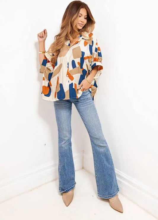 top Gallery Stroll Oversized Abstract Top KCoutureBoutique $62