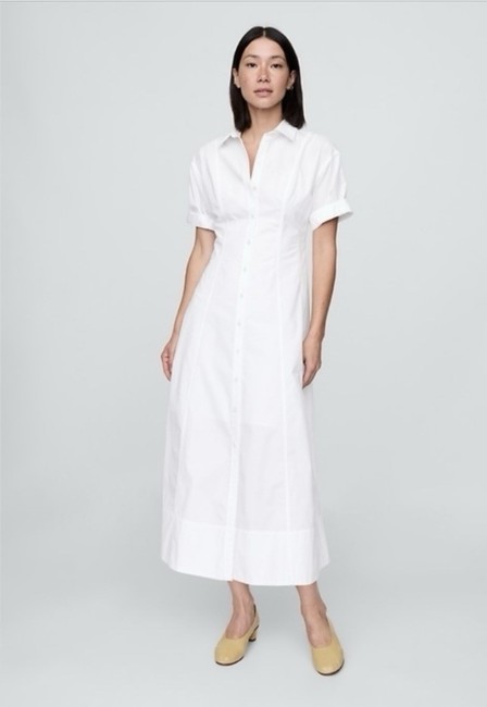 dress Gap Cotton Poplin Roll-Cuff MidiShirtdress Optic White. Small NWT eBay $59