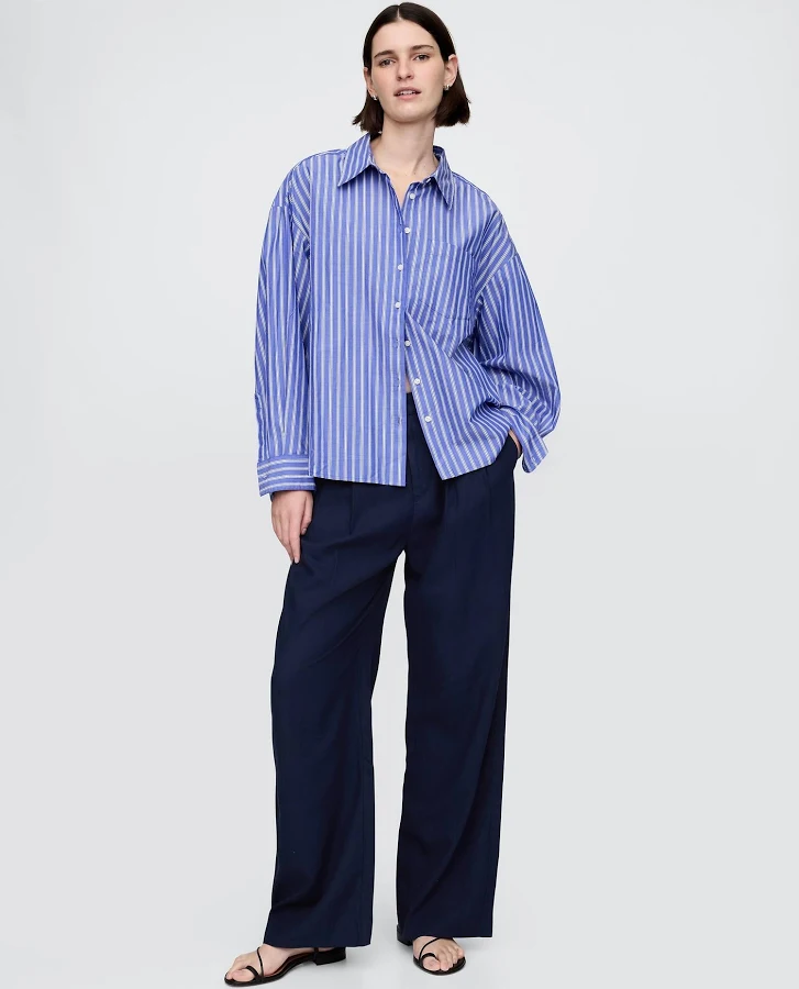 pants Gap Women's 365 High Rise Linen-Blend Trousers Gap $44
