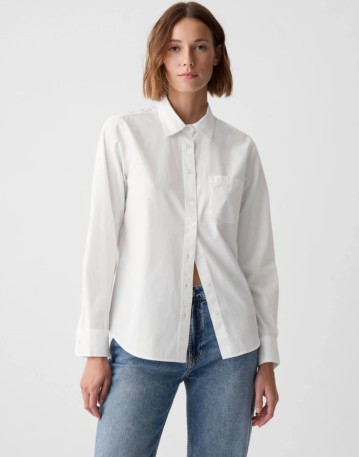 top Gap Women's Organic Cotton Poplin Classic Shirt Gap $35