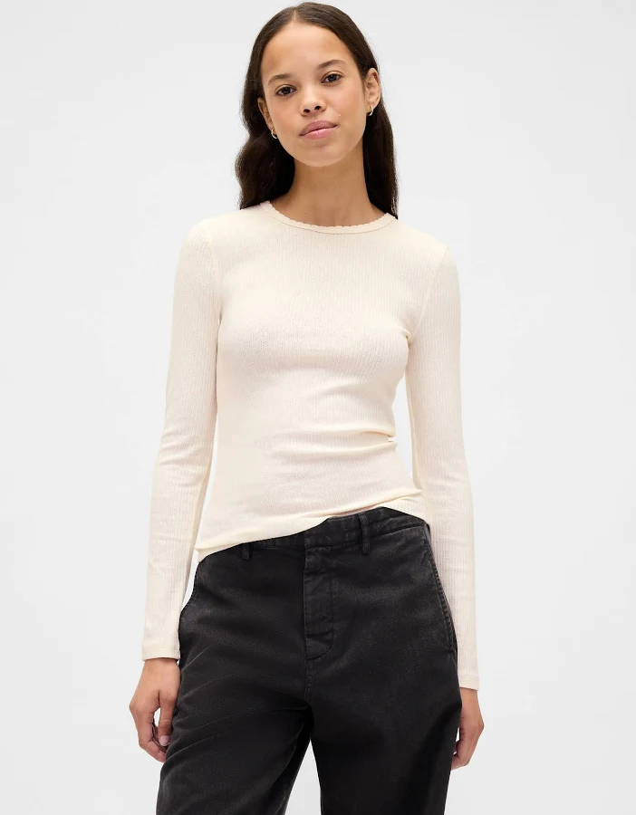 top Gap Women's Pointelle Rib T-Shirt Gap $19