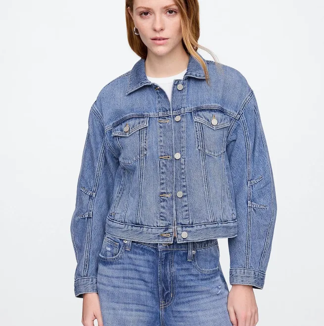 jacket Gap Women's Supersoft Barrel Sleeve Denim Jacket Gap Factory $25
