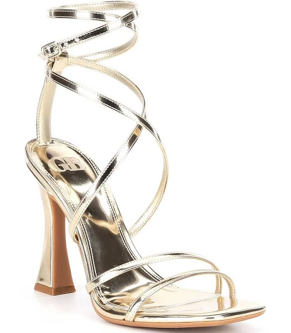shoes GB Golden-Hour Patent Metallic Strappy Ankle Strap Dress Sandals Dillard's $99.99