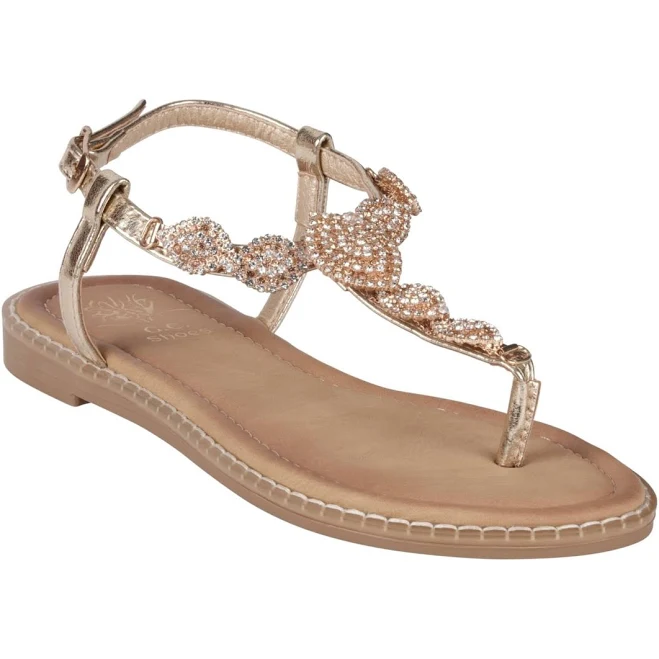 shoes GC Shoes Women's Cali Embellished T Strap Flat Sandals Macy's $35.99