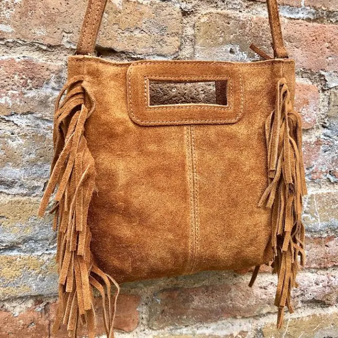 bag Genuine Suede Leather Crossbody Bag with Fringes Etsy - goodtimesbarcelona $46.31