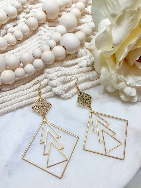accessory Geometric Large Statement Brass Earrings Etsy - Seller $28.99