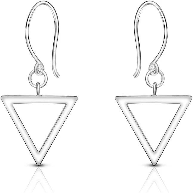 accessory Geometric Triangle Sterling Silver Dangle Earrings Eleganzia Jewelry $27