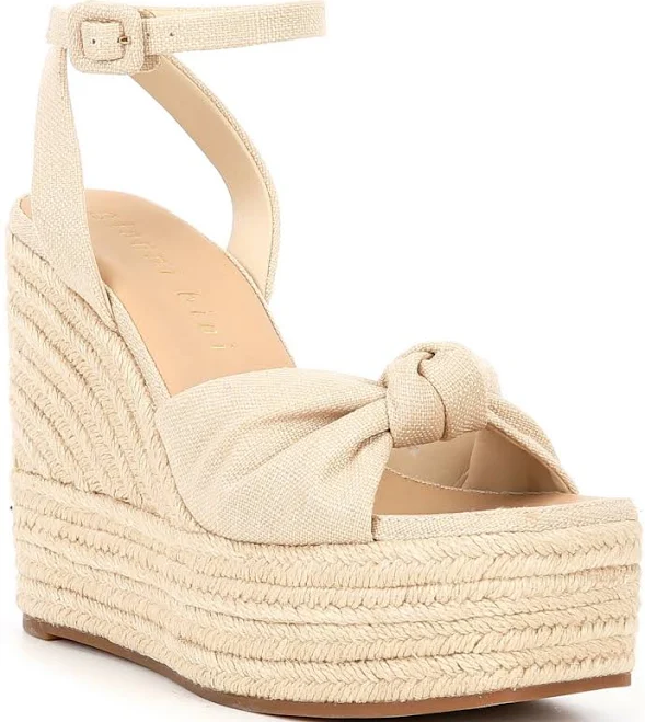 sandals Gianni Bini Shanessa Linen Knot Jute Platform Wedge Sandals Dillard's $119.99