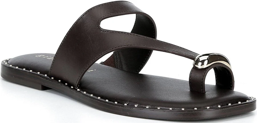 shoes Gianni Bini Women's Warner Leather Toe Loop Flat Sandals Dillard's $89.99