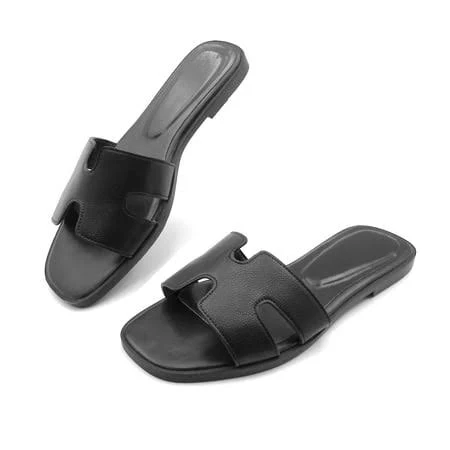 shoes Glaze Women's Slip-On Flat Sandals with One Band Walmart - Lurnyet Shoes $18.99