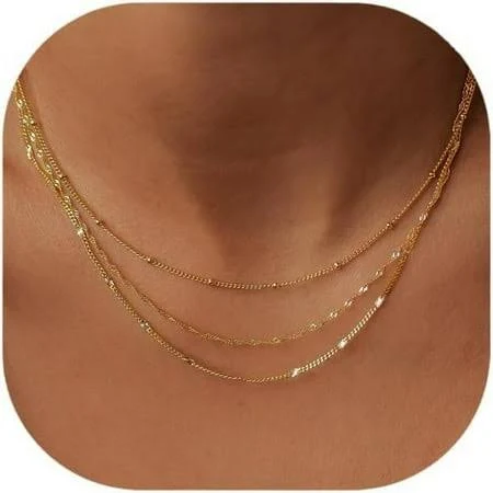 accessory Gold Layered Necklaces for Women, 14K Gold Plated Dainty Gold Chain Choker Necklace Stack, Herringbone Gold Necklaces Set, Women's, Size: One size Walmart - Seller $39.99