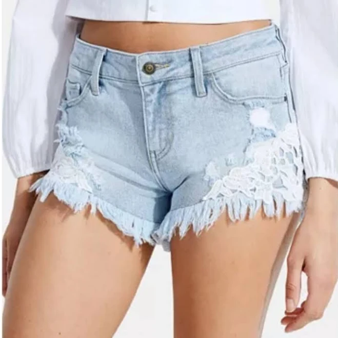 shorts GUESS Women's Diana Mid-Rise Crochet Denim Shorts Poshmark $49