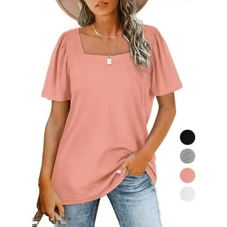 top Gustave Women's Square Neck Puff Short Sleeve Blouse Walmart - Gustave Inc $13.49