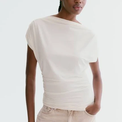 top H&M Ladies Draped Boat-Neck Top H&M $19.99