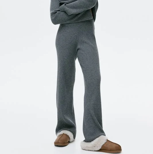 pants H&M Ladies Melange Wide-Leg Rib-Knit Pants H&M $44.99