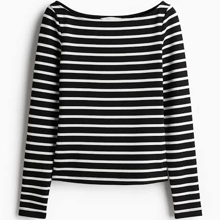 top H&M Ladies Striped Boat-Neck Top H&M $17.99