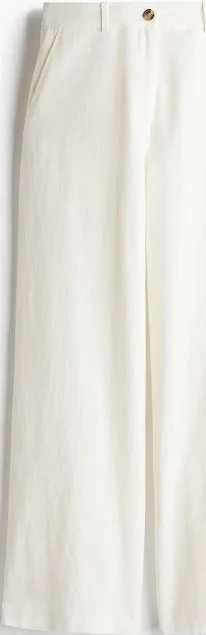 bottom H&M Ladies Wide-Leg Linen-Blend Pants H&M $22.99