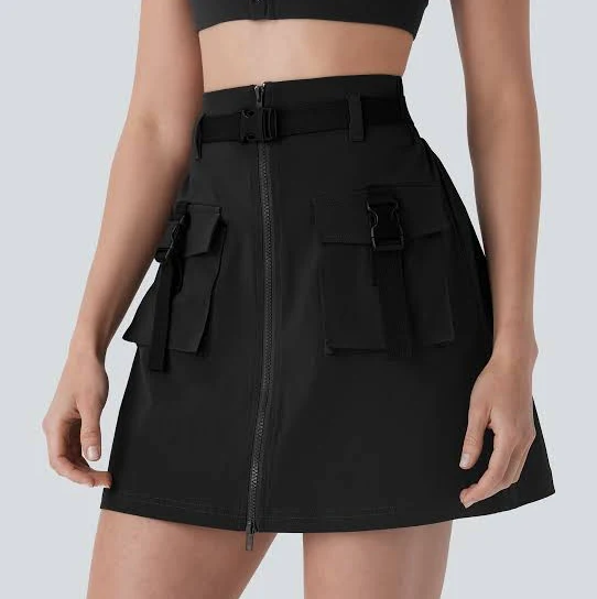 skirt Halara Super High Waisted Belted Zipper Mini A-Line Ripstop Cargo Skirt with halara $44.95