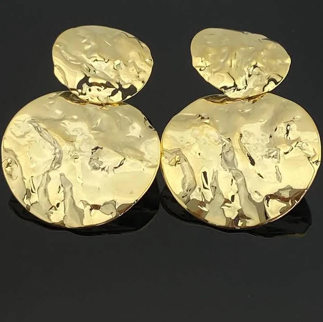 accessory Hammered Gold Chunky Dangle Earrings Etsy - Seller $24