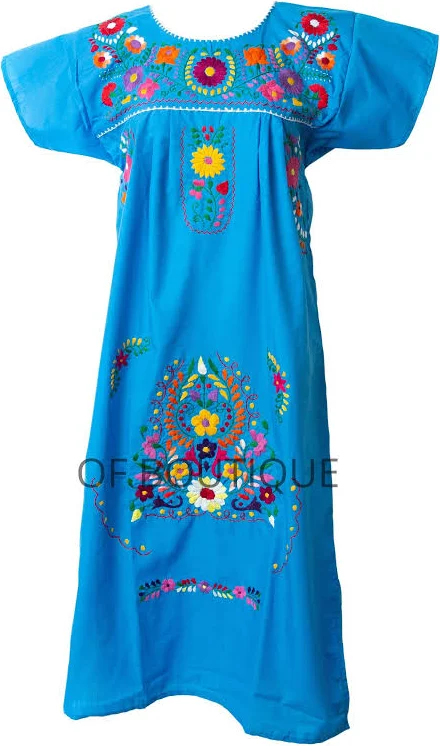 dress Handmade Floral Embroidered Mexican Gown Etsy - OFBoutique $55