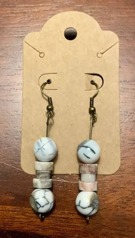 accessory Handmade Howlite Dangle Earrings Etsy - Seller $20