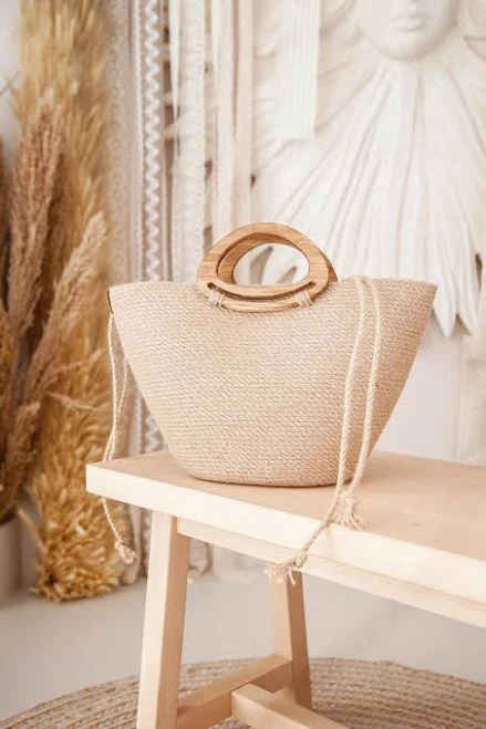 bag Handmade Jute Tote Bag with Wooden Handles Etsy - Seller $73.33