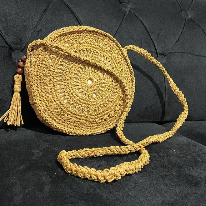 bag Handmade Woven Round Raffia Crossbody Bag Etsy - Seller $65.45