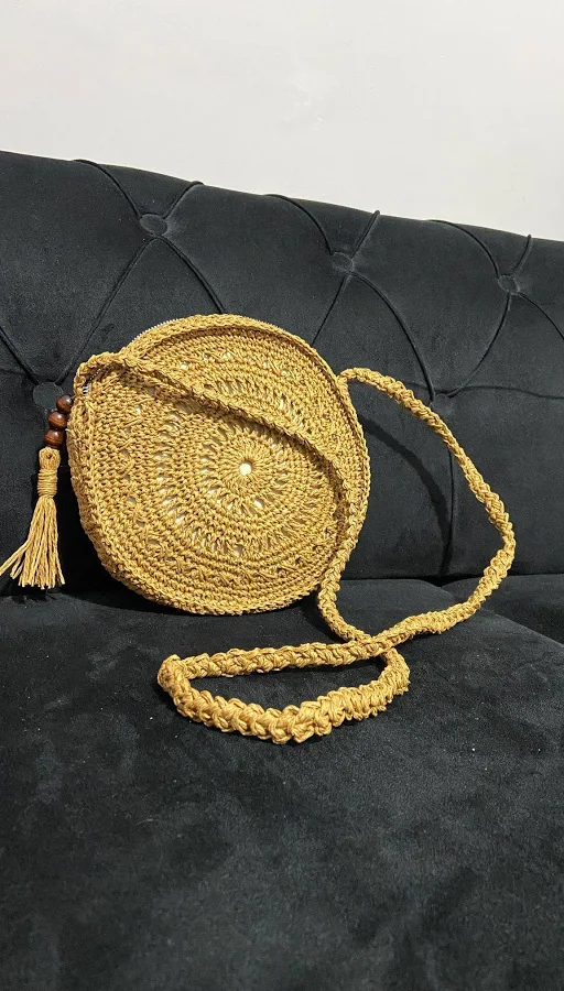 bag Handmade Woven Round Raffia Crossbody Bag Etsy - Seller $65.73