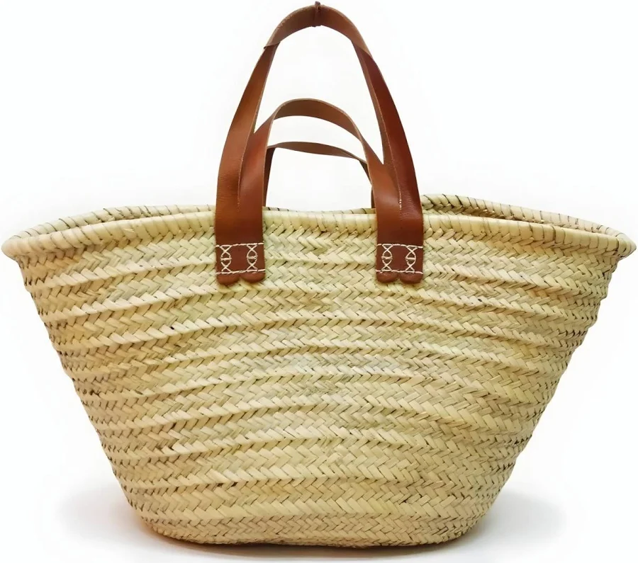 bag Handwoven Straw Tote Bag with Dual Leather Handles Marrakeche Crafts $75