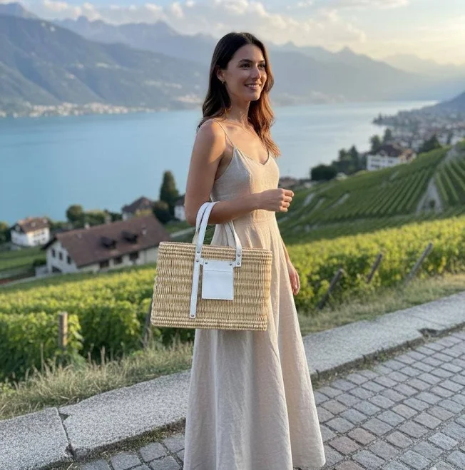 bag Handwoven Straw Tote Bag with Leather Straps Etsy - Seller $99.26