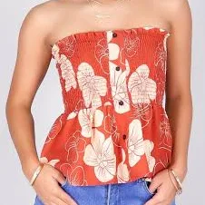 tube top Hau Flower Smocked Tube Top Jeans Warehouse $19.99