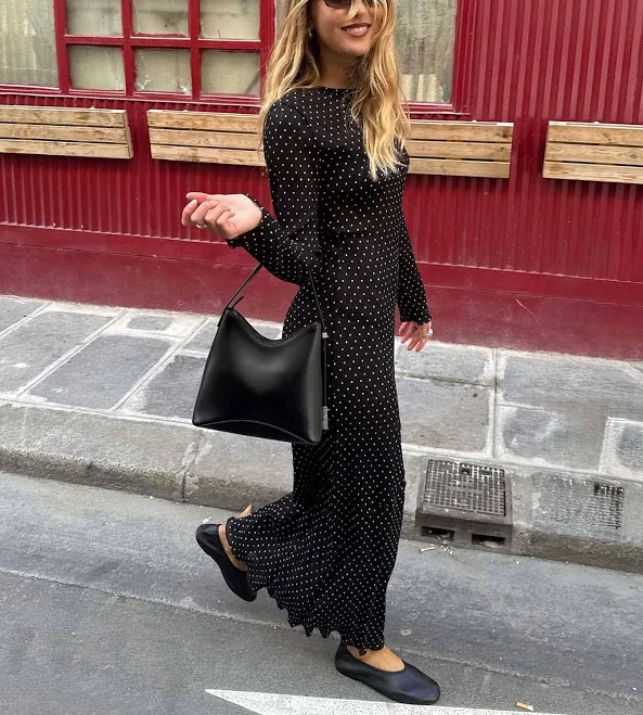 polka dots outfits Haven Long Sleeve Maxi Dress Noir Polka | | Womens | Lioness Princess Polly US $79