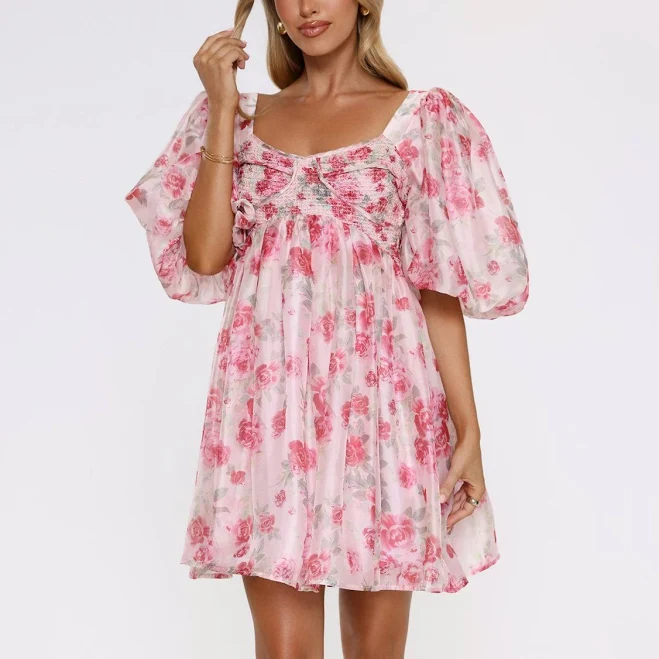dress Hello Molly Free to Be Puff Sleeve Floral Mini Dress Hello Molly US $109