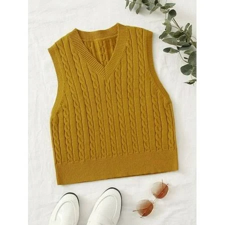 top Hotian Women's Cable Knit V-Neck Sweater Vest Walmart - HOTIAN $59.99