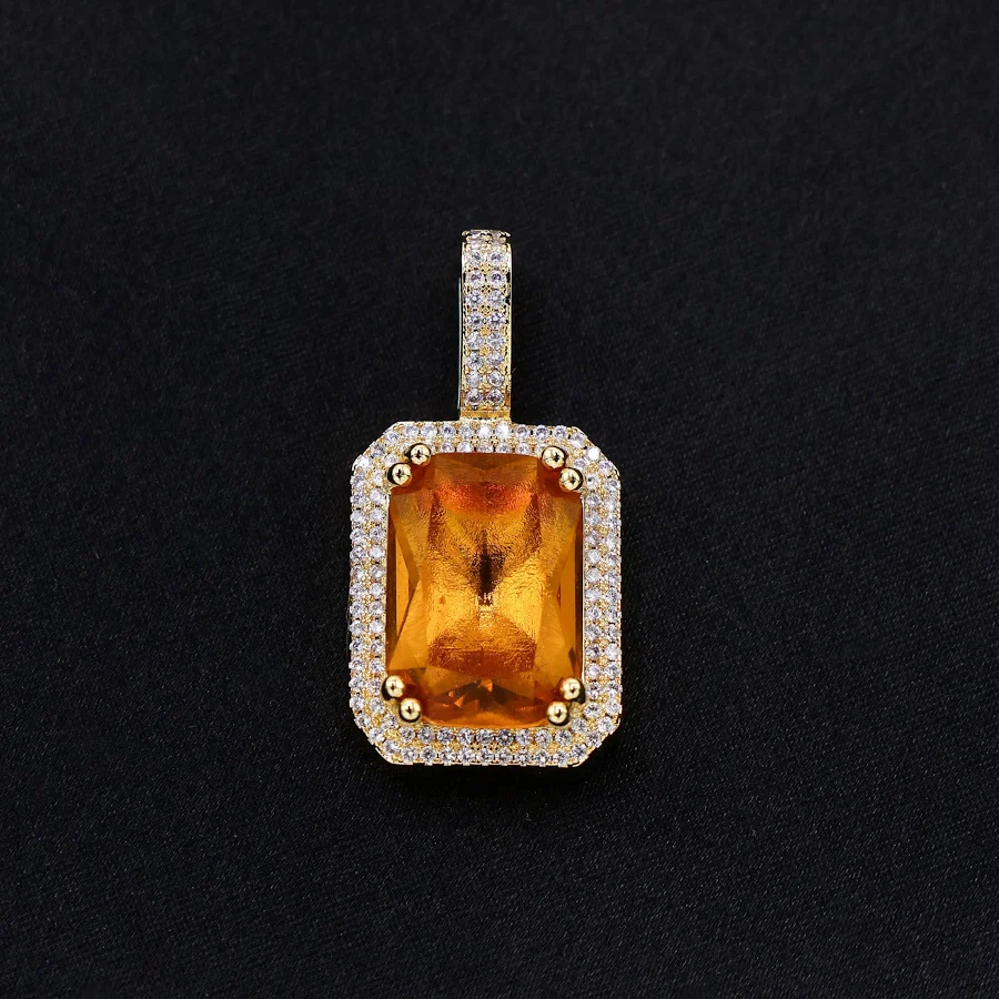 accessory Iced Amber Stone Pendant in Gold Huerta Jewelry $49