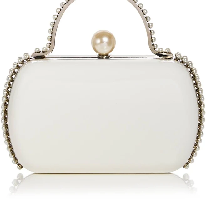 bag Imitation Pearl Trim Minaudiere Box Clutch Bloomingdale's $108