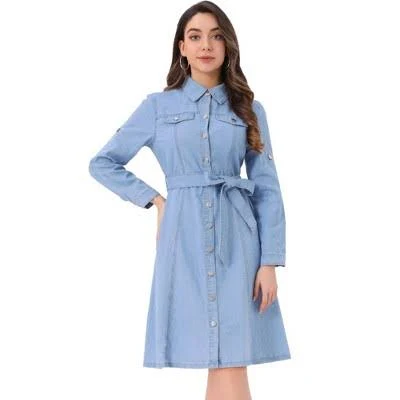 shirt dress Inspire Chic Women's Belted Long Sleeve Denim Shirt Dress Target $61.49