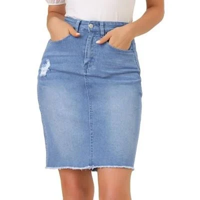 skirt Inspire Chic Women's Distressed High Waist Ripped Hem Jeans Skirt Target $39.99