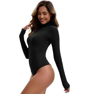 top Inspire Chic Women's High Neck Long Sleeve Slim Fit Bodysuit Jumpsuit Target $17.99