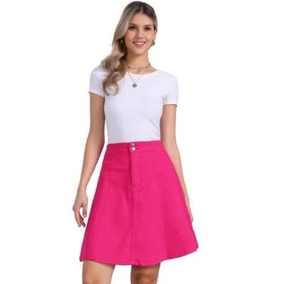 skirt Inspire Chic Women's High Waist A-Line Flared Pleated Denim Skirt Target $42.99