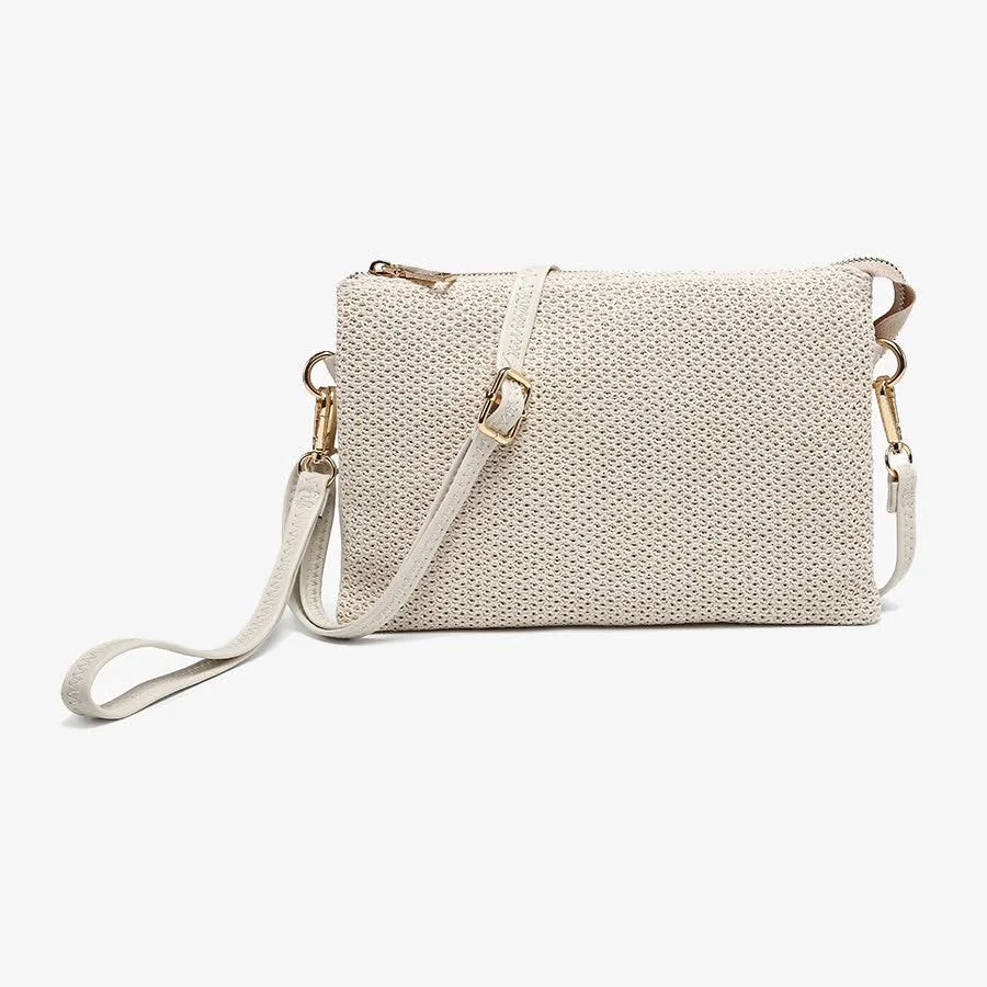 bag Izzy Vegan Straw Woven Crossbody with Guitar Strap Jen & Co. $44.95