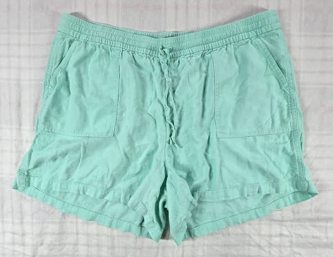 shorts J.crew Factory Women's Linen Cotton Blend Shorts Drawstring Waist Teal eBay - coupedup619 $19.99